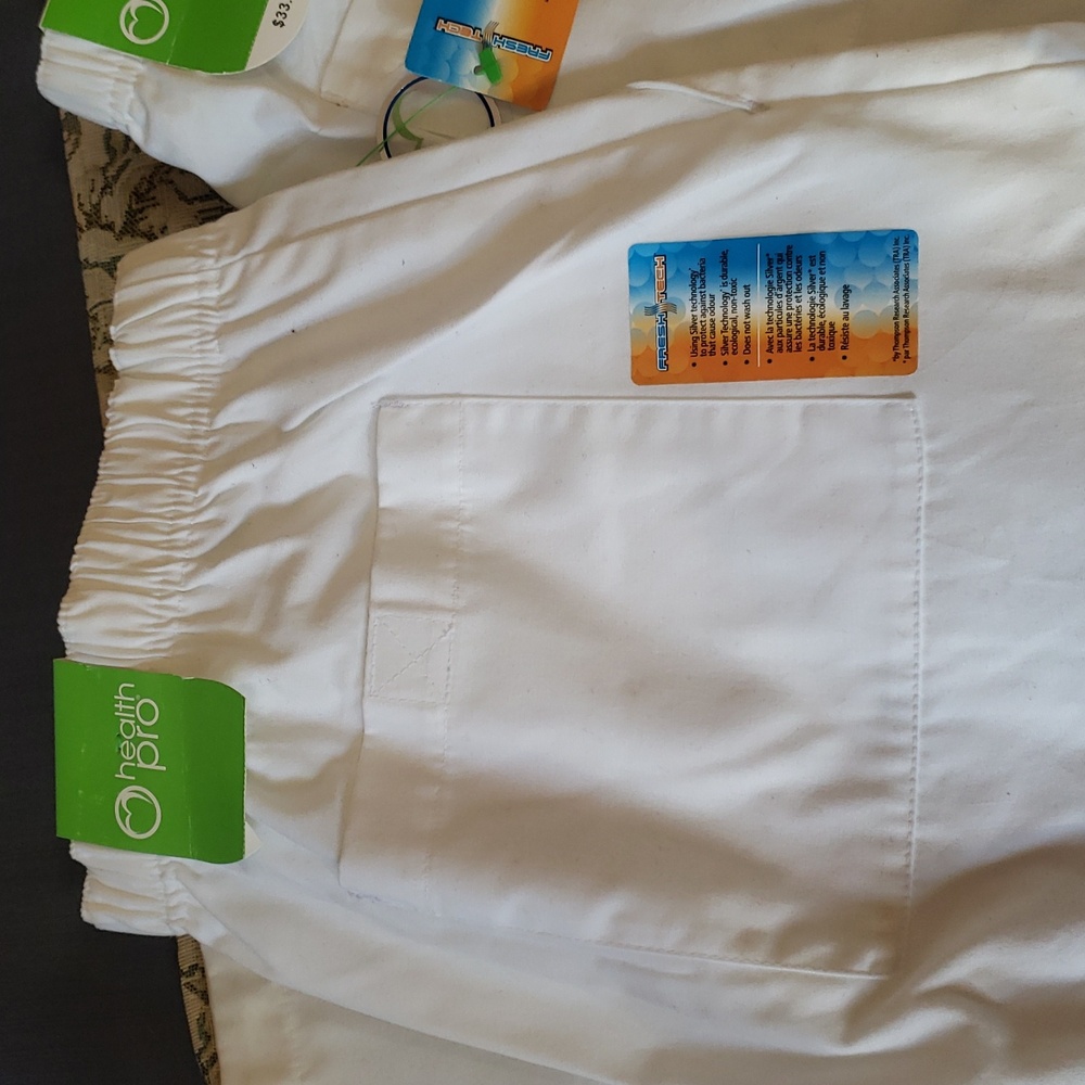 2 x Health Pro Scrub Pants Nurse Medium cotton stretch doctor medical White.